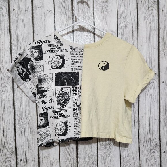 Vibe N' Crop Top Small Colorblock Yin Yang Magic Astrology Star Signs Moon - Picture 1 of 7